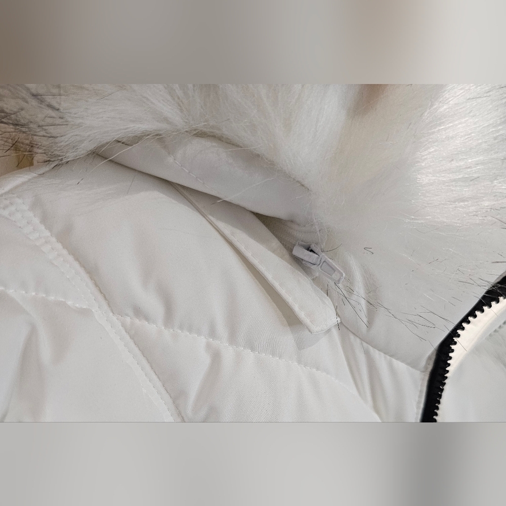 Michael Kors White Puffer Jacket Detachable Hood W/Fur Trim Women's Sz Large NWT - Picture 6 of 13